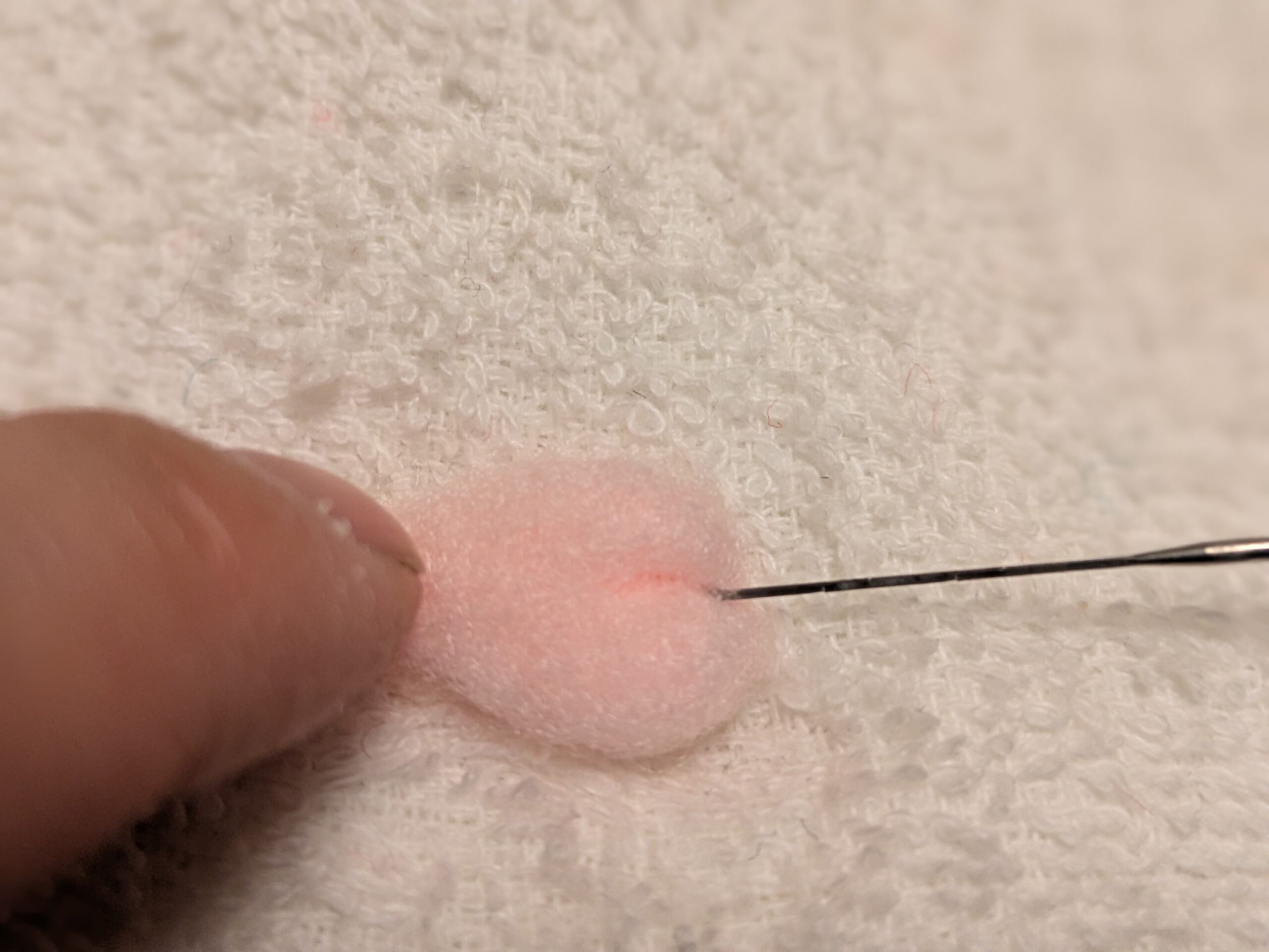 羊毛フェルト 桜 花びら 形 整える くぼみ 作り方